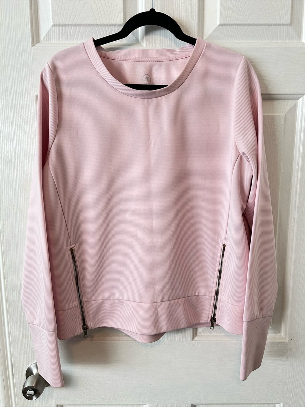 Addison Bay Pastel Pink Crewneck Pullover with Side Zippers